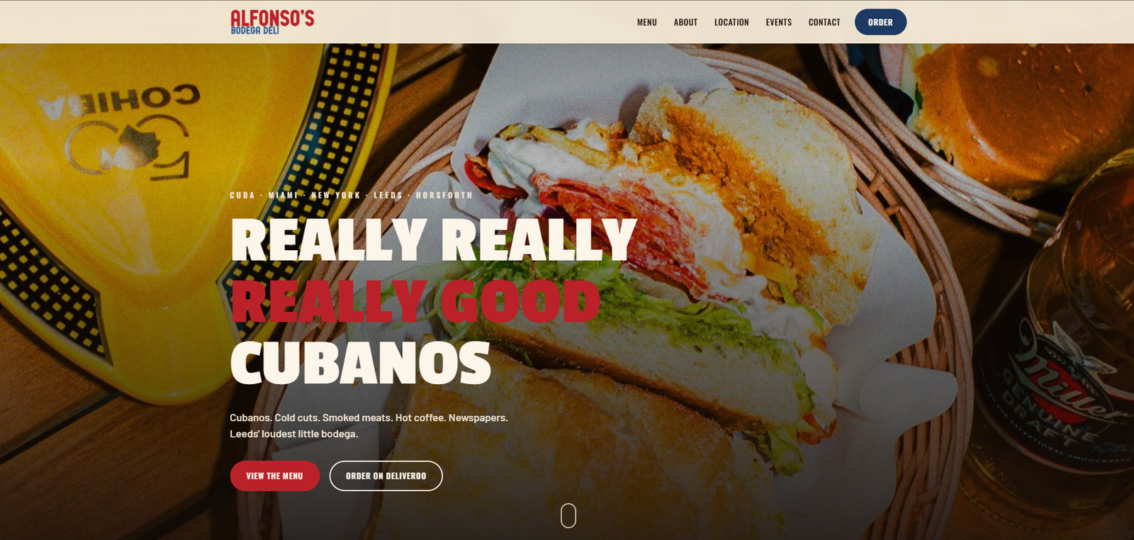Alfonso's Bodega Deli homepage, viewed on desktop